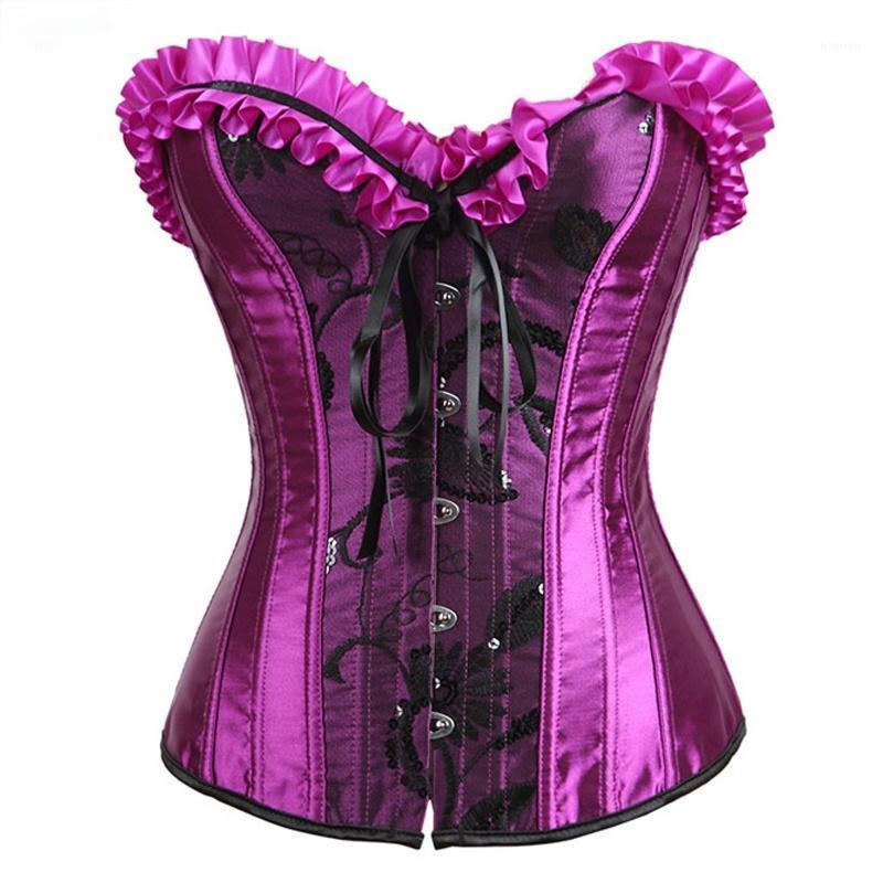 

Bustiers & Corsets Women Sexy Corset Clothing Gothic Plus Size Lace Up Boned Overbust Bustier Waist Cincher Body Shaper Corselet Femme Espar, 602purple