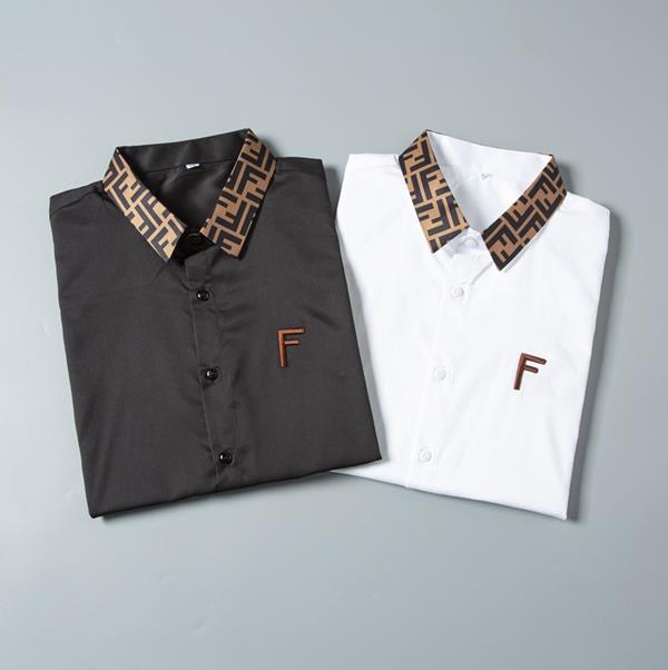 

Luxury designer fashion trend men's casual shirt black and white short sleeve dress shirt spring and autumn men's dress shirt business #08, White;black