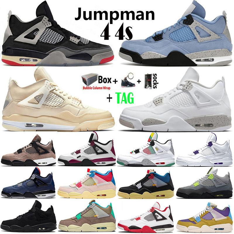 

2021 With Box Jumpman 4 4s Mens Basketball Shoes University Blue White Oreo Taupe Haze Sail Bred Fire Red Neon Black Cat Metallic Purple Trainers Designer Sneakers, Other colors contact us