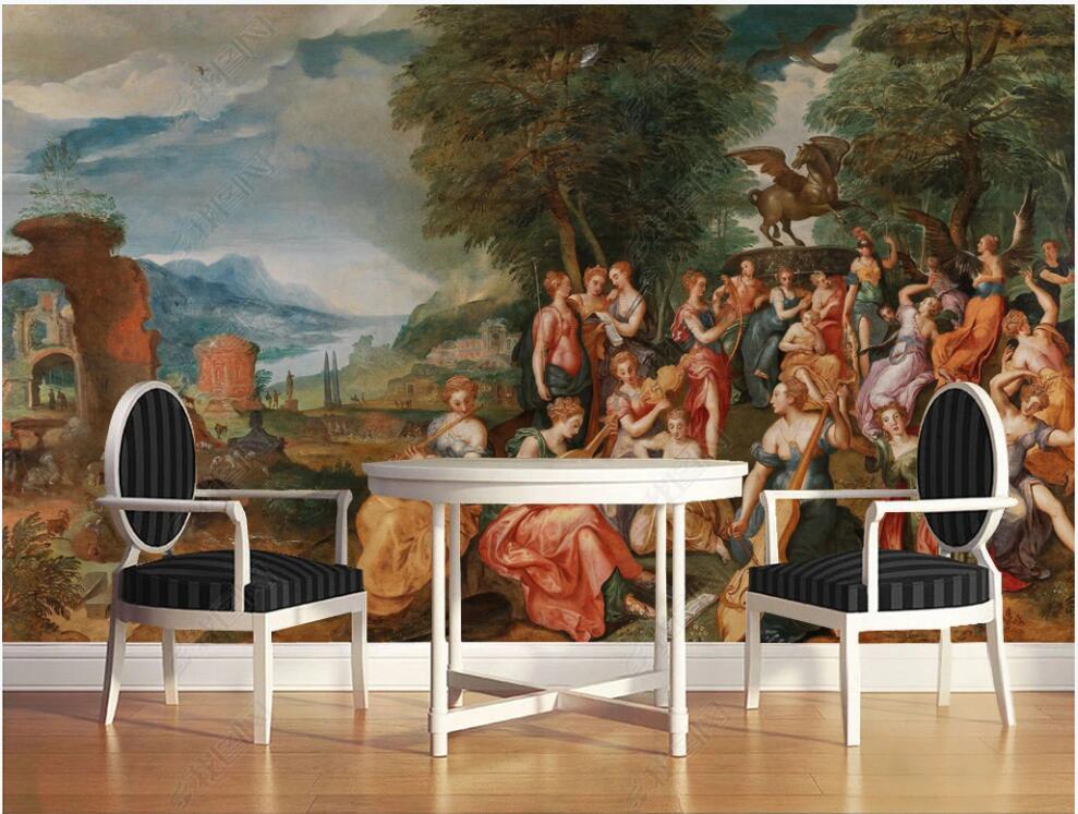 3d wall paper custom photo mural European classical character oil painting gods music banquet home decor in the living room wallpaper for walls i-image-709448354