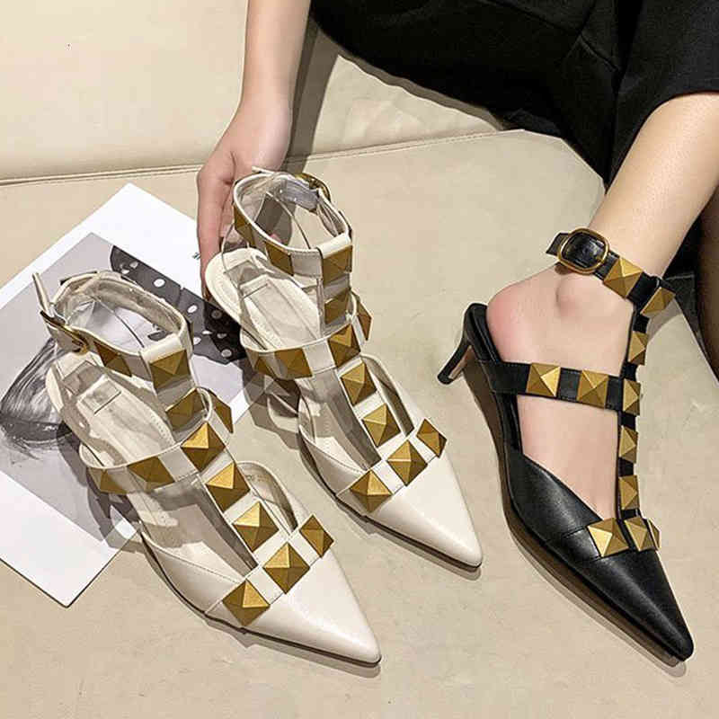 

dress shoes women sandals summer for high heels ladies rivet pointed toe design female z0br, Black
