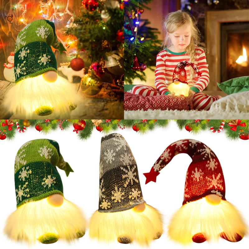 

Christmas Decorations Glowing Old Man Rudolph Doll Fabric Birthday Festival Gift Family Holiday Decoration Faceless Ornaments