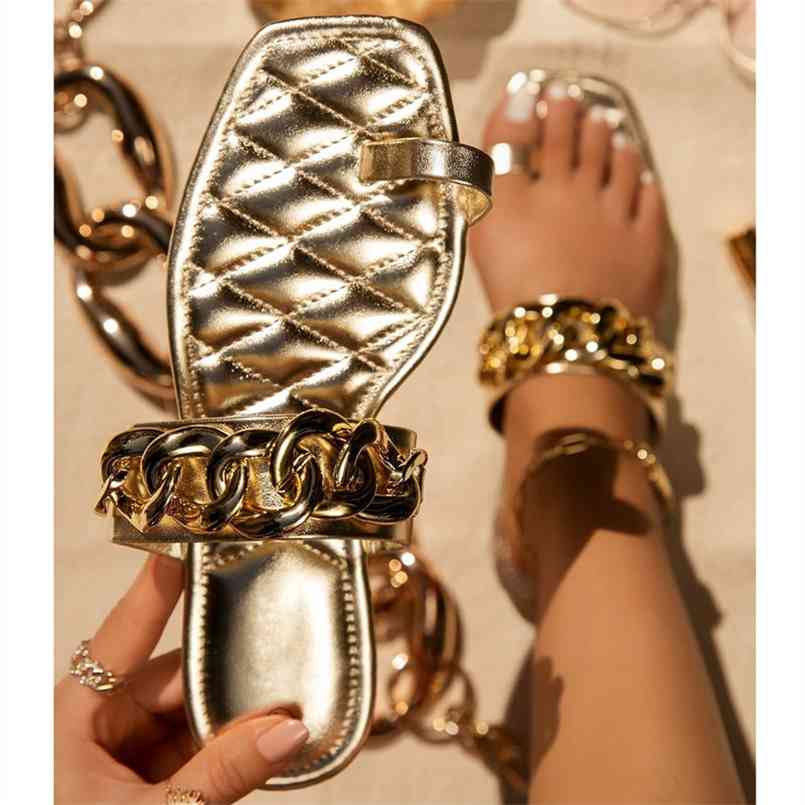 

Women's Slippers Fashion Big Chain Outdoor Sandals In Europe and America 210607, Black