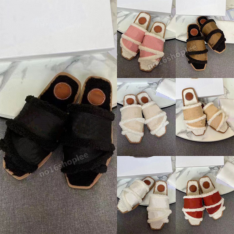 

2021 woman chloe designer wool slippers luxury fall and winter ladies classic sheepskin pad casual slipper shoes 3542, No shoes