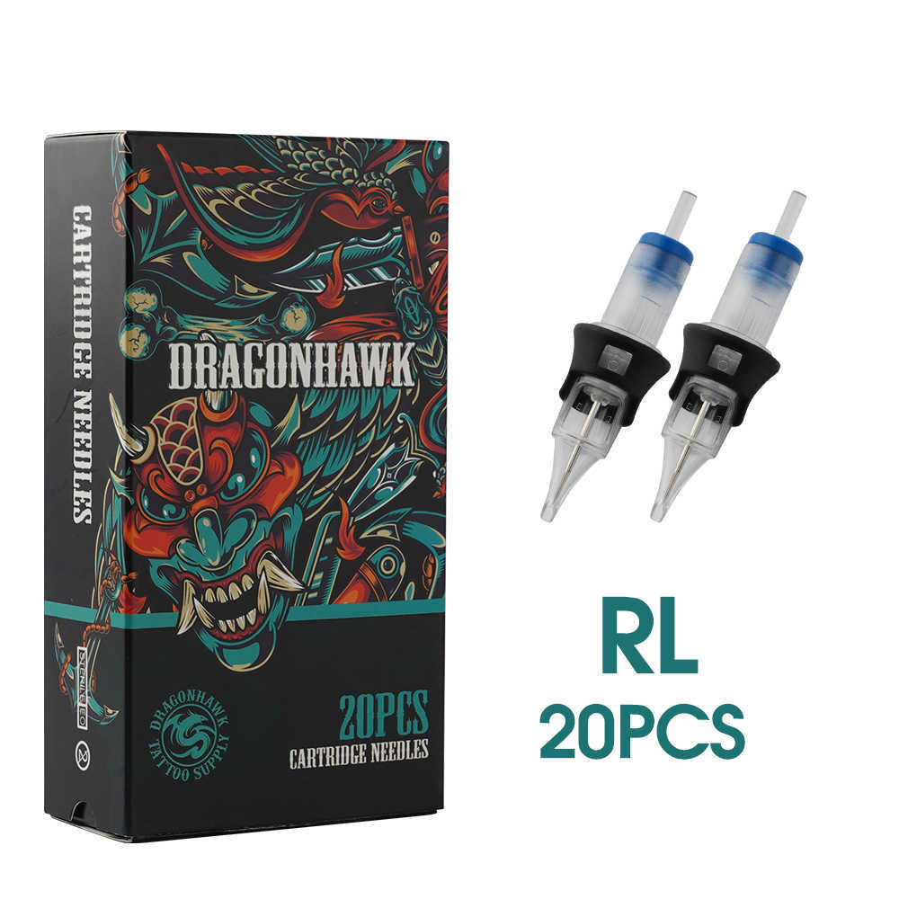 

Dragonhawk Tattoo Needle Cartridge RL Disposable Sterilized Safety with Silicone Case for Permanent Makeup 210608