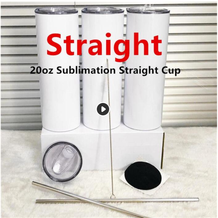 20oz tapered and straight sublimation Mugs tumbler 20 oz stainless steel blank tall cylinder water bottle with metal straw lids-image-671124356