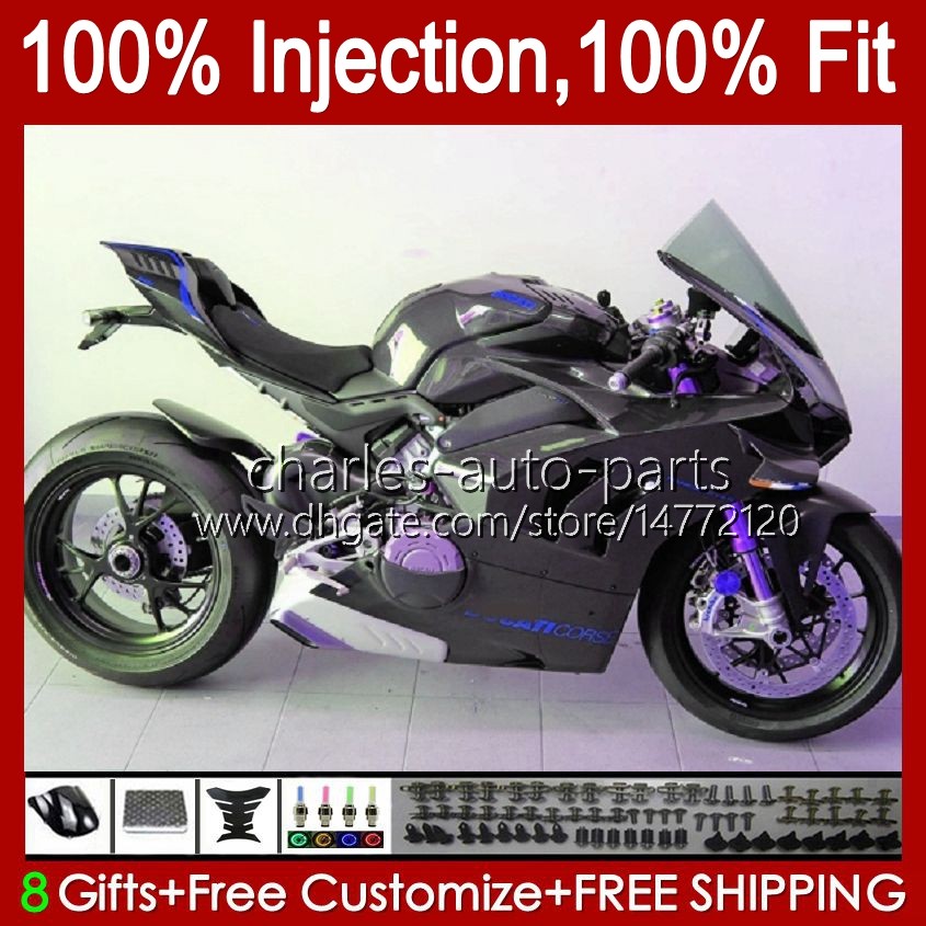 

OEM Bodywork For DUCATI Panigale V Gloss Black 4 V4 S R V4S V4R 2018 2019 2020 2021 Body Kit 41No.105 Street Fighter V4-S V4-R 18-21 V-4S V-4R 18 19 20 21 Injection Mold Fairing, No. 1