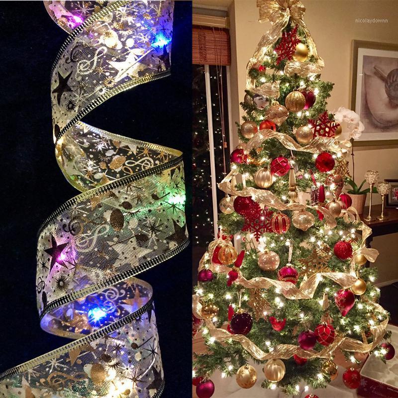 

Christmas Decorations Decoration LED Ribbon Lights Tree Ornaments DIY Lace Bows String Navidad Home Decors Year 2022