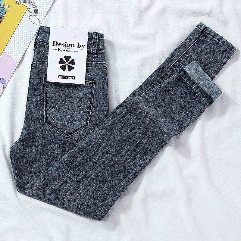 

women's jeans high-waisted female jeans are thinner and taller, slim-footed pants, spring fair fall with women's fashionable pants, Blue
