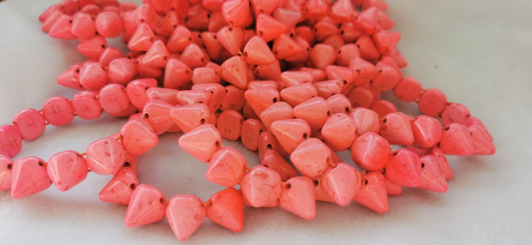 

Beaded, Strands Pink Red Turquoise Beads 14-16mm Necklace Spike Teeth Spikes Tower Spacer For Earrings Bracelet 8inch