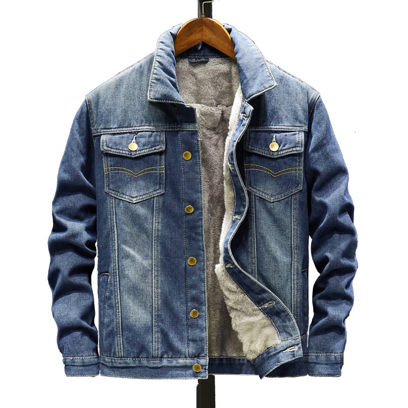 

2021 New Winter Men and Coat Warm Fleece Denim Jacket Fashion Mens Jean Jackets Outwear Male Cowboy Plus Size 5xl Nuhb, Blue