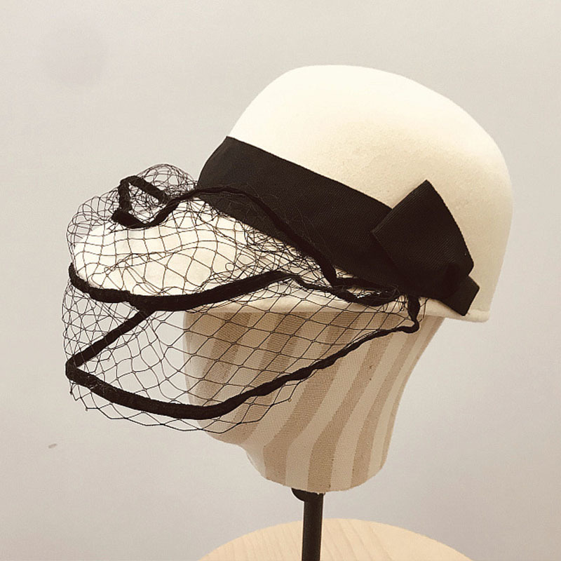 

2021 New White Black Wool Visor Fashion Veil Netting Women Adjustable Kentucky Derby Sun Hat Ourdoor Baseball Cap Equestrian Bcgo