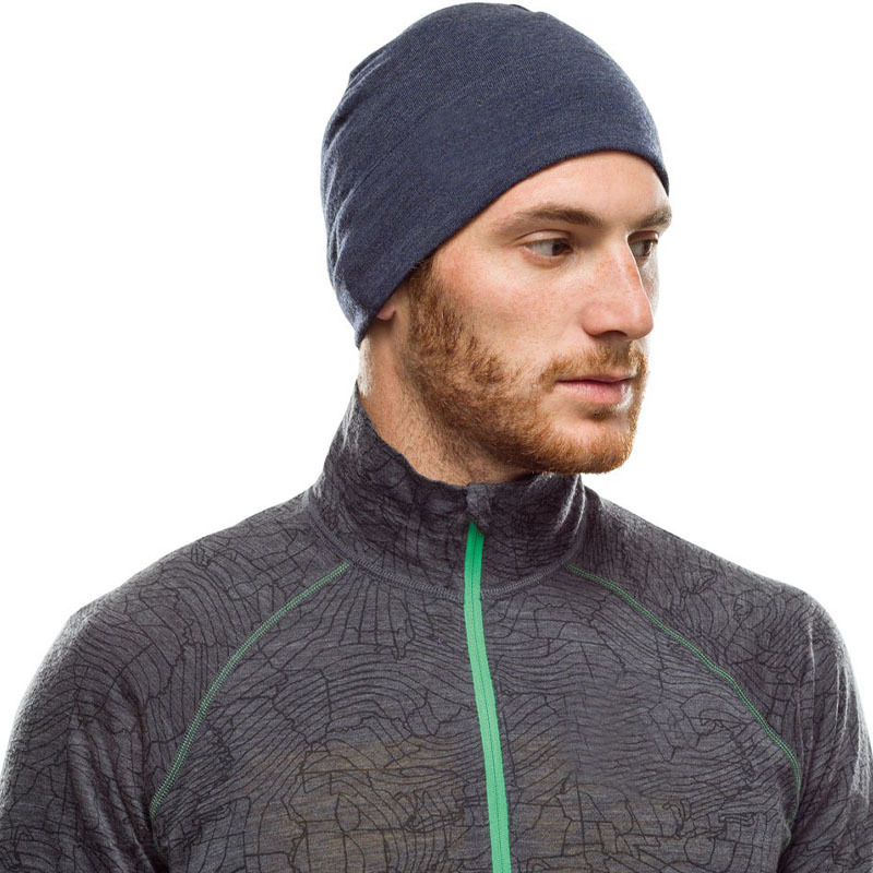 

2021 New Fall Winter Unisex Beanie Hat 2 Layer Men Women 100% Merino Wool Cap Thermal Outdoors Ribberd Knit Size l 2msl, Blue