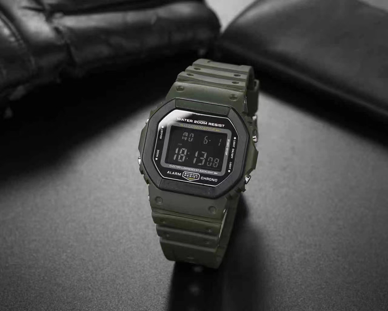 

casual sports quartz men's 5600 watch digital LED waterproof watch world time cold light225S