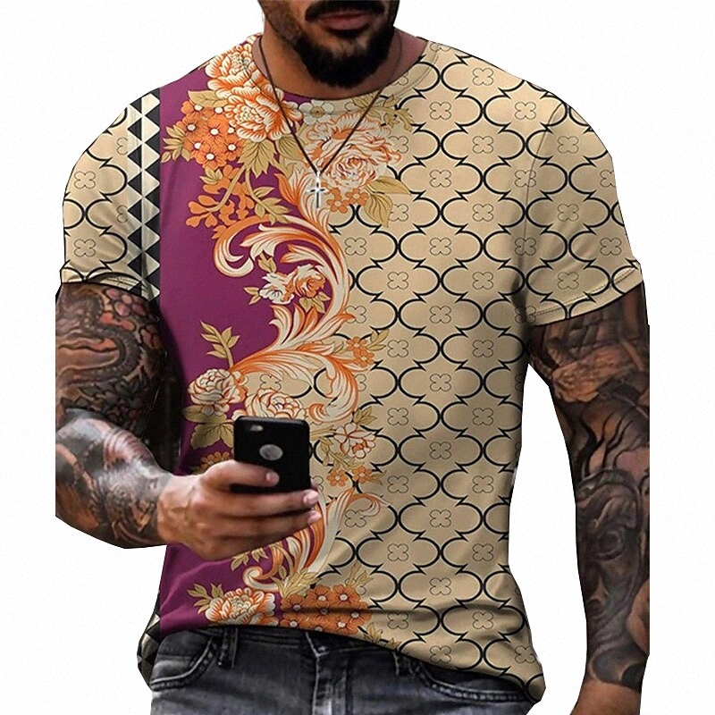 Men's Tee T shirt Shirt 3D Print Floral Graphic Plus Size Crew Neck Casual Daily Short Sleeve Tops Basic Designer Slim Fit Big and Tall Green B