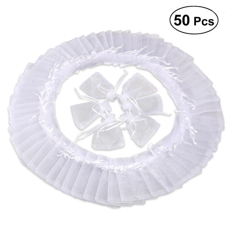 

Gift Wrap 50pcs 9x12cm Organza Drawstring Bags Wedding Favor Jewellery Pouches (White)