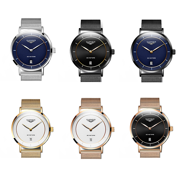 GUANQIN Top Men'S Watch 40mm Ultra-Thin Automatic Movement Stainless Steel Mesh Belt Fashion Business Wrist Watchs Gift Packaging-image-707057799