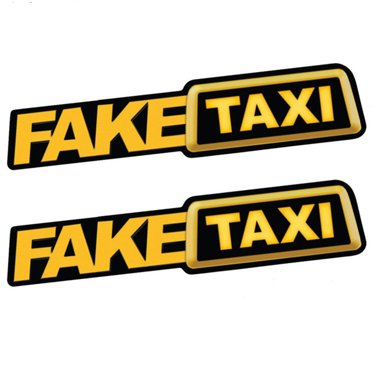 

Car Accessories Hot selling in Europe and America FAKE TAXI Fake Taxi Drift Logo Funny Car Sticker, White