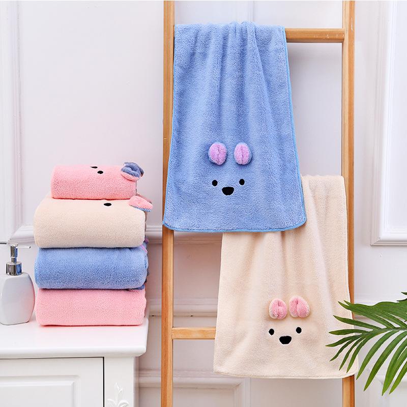 

Towel Set High Elastic Edge Bath Towels For Adults Face Cute Bear Girls Child Kids Microfiber Women Bathroom, Pink