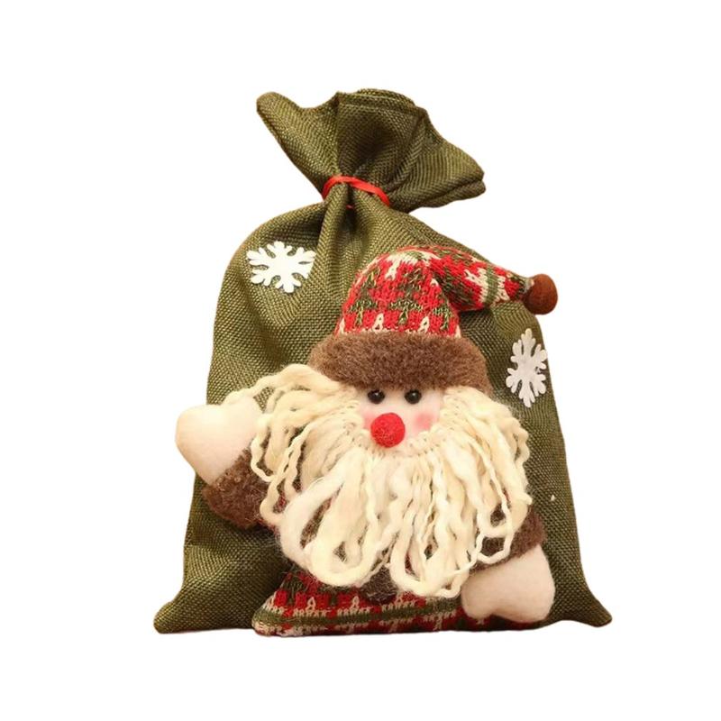 

Christmas Decorations Linen Gift Bags With Drawstrings Xmas Candy Apple Bag Home Decor Burlap Goody