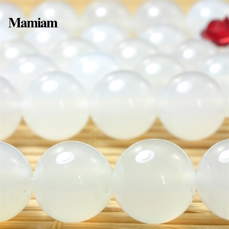 

Mamiam Natural A White Agate Beads 8mm 10mm Smooth Loose Round Stone Diy Bracelet Necklace Jewelry Making Gemstone Gift Design