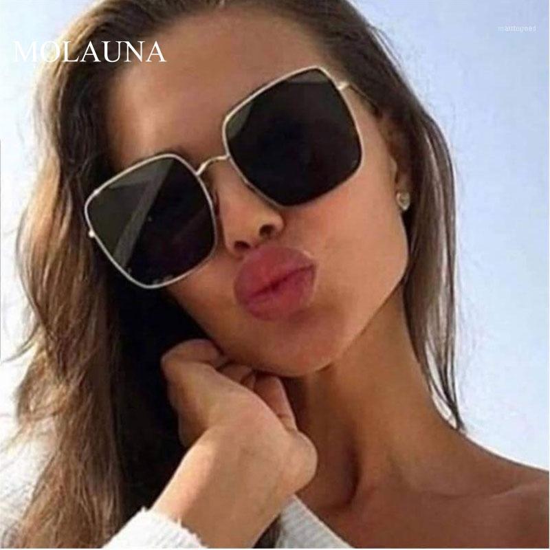 

Sunglasses 2021 Luxury Square Women Brand Designer Retro Alloy Frame Big Sun Glasses Vintage Gradient Male Oculos Feminino UV4001