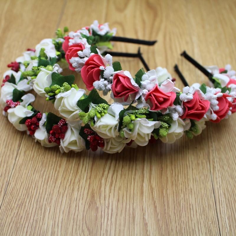 

10pcs/lot Women Wedding Headbands PE Flowers Hairband More Colors Handbands For Bride Wear, Green