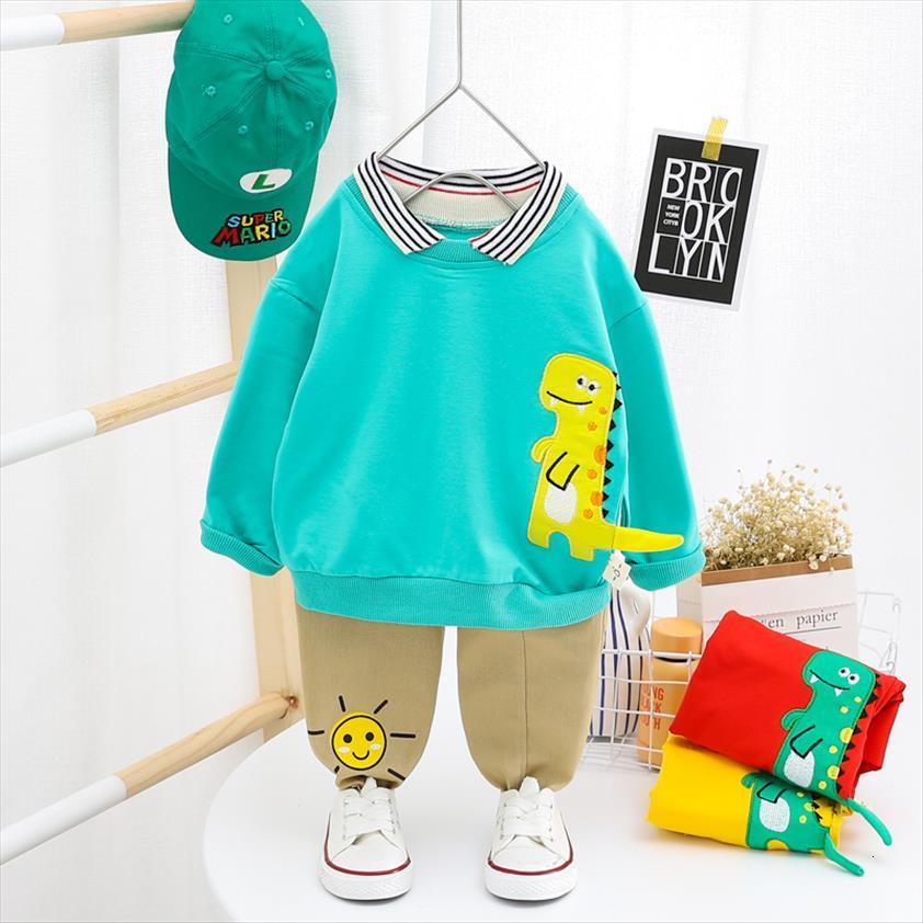 

baby boys clothing sets autumn newborn toddler infant clothes dinosaur t shirt pants casual children kids, White