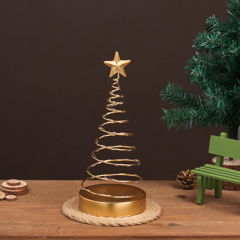 

Decorative Objects & Figurines European Style Wrought Iron Spiral Christmas Decoration With Lights Creative Home Table