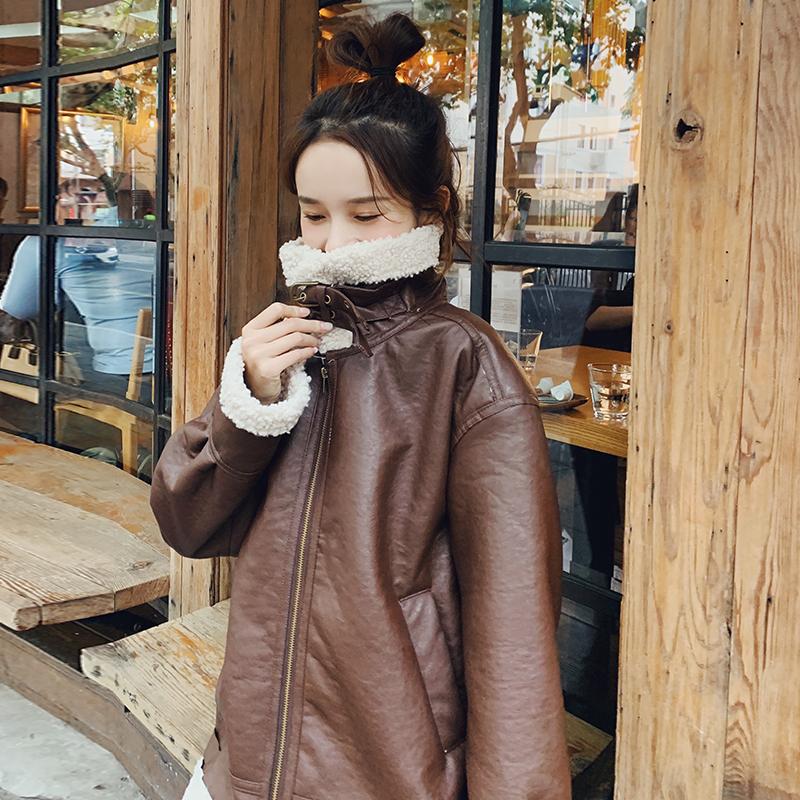 

Women's Fur & Faux Fv839 2021 Autumn Winter Women Fashion Casual Warm Jacket Female Coats Woman Parka PU Leather Womans, Black