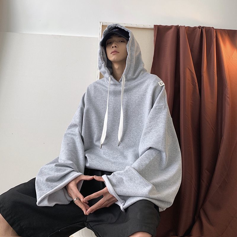

2021 New Spring Cotton Hoodies Men's Fashion Casual Oversize Pullover Hoodie Men Streetwear Korean Loose Hip-hop Hooded Sweatshirt Mens Lcmi, Blue