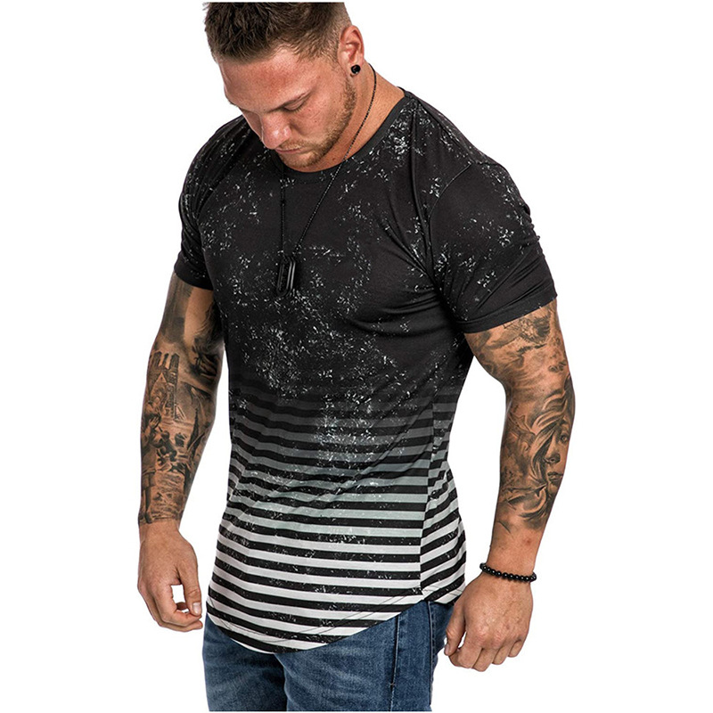 

Plus Size T Shirt T-shirts Men O-neck Home Striped Pattern Casual Loose Gradient Lapel Short Sleeve T-shirt Funny Tees Tops, Red