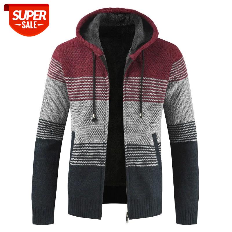 

Winter Sweater Men Thick Warm Hooded Cardigan Striped Patchwork Hoodies Sweatercoat Men Cashmere Wool Liner Zipper Fleece Coats #Eg1w, White;black
