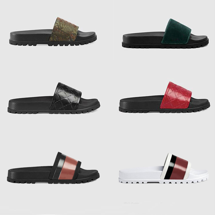 

Designer Slippers Men Women Original Slides Leather Rubber Sandal 35-48 Printing Platform Shoes Fashion Casual Box Striped Slipper With, 11