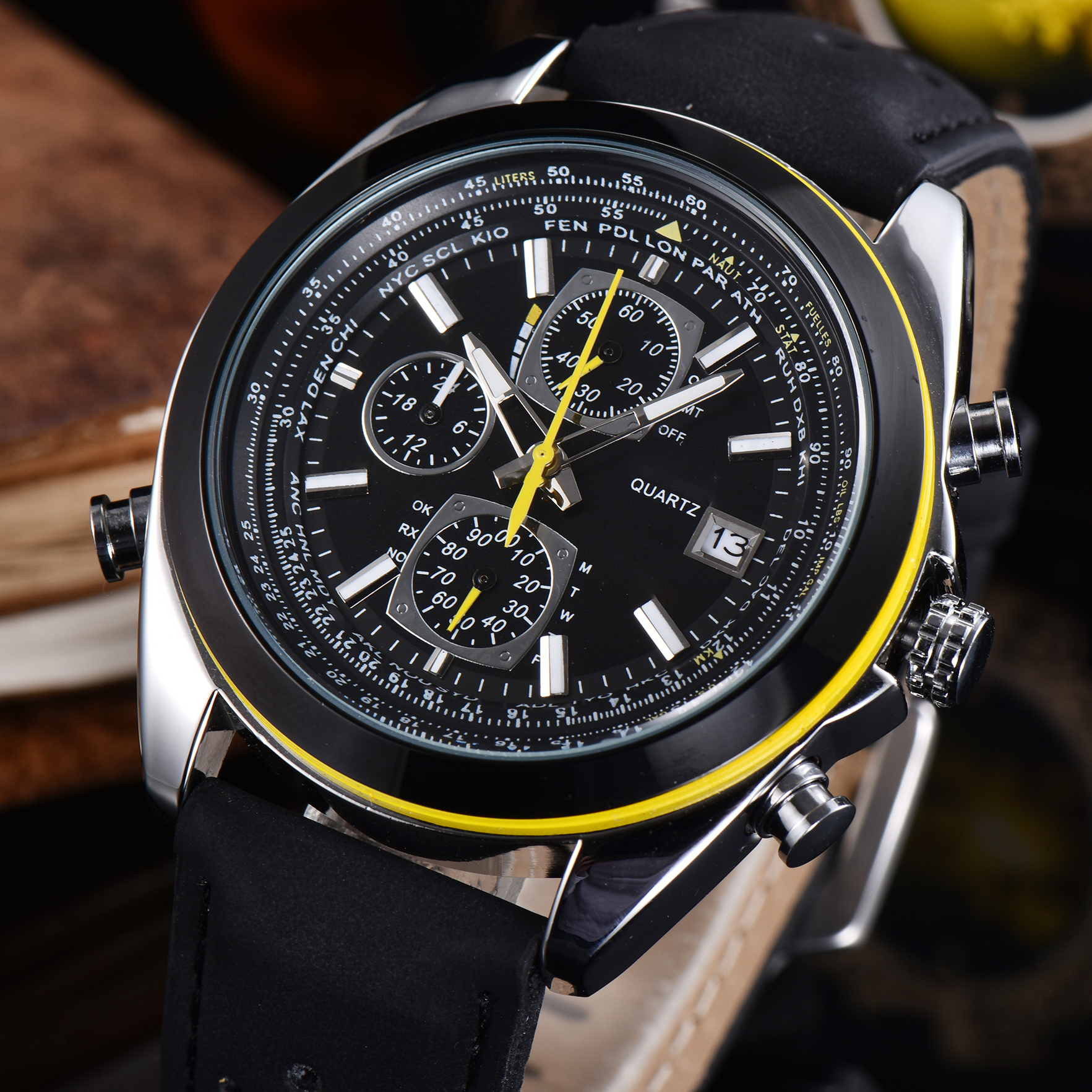 

5-Mens watches fashion Reloj de lujo leather quartz watch sports casual military Orologio di lusso Montre luxe