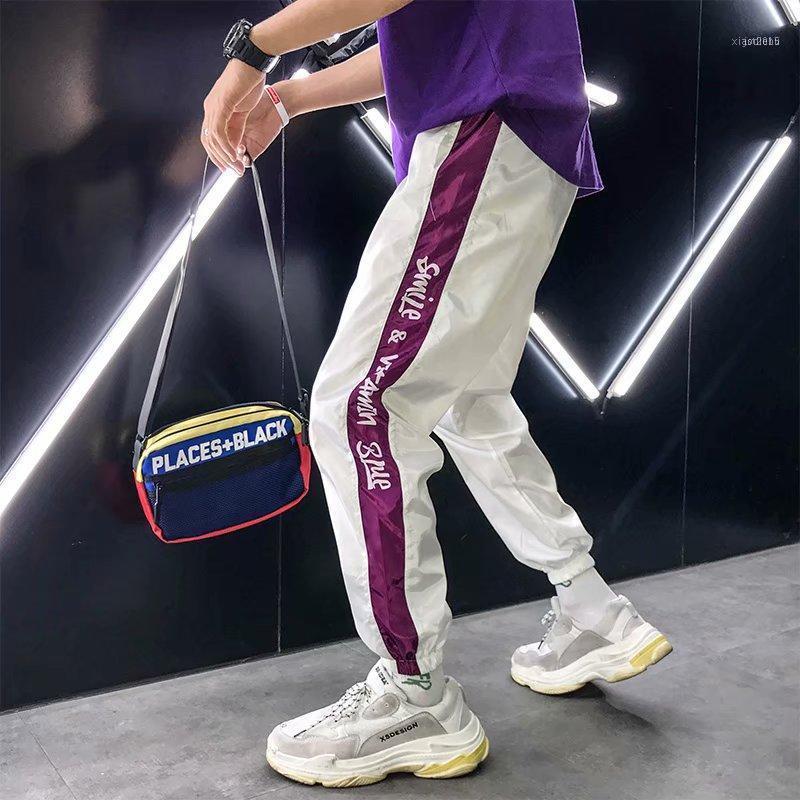 

Muti Color Block Patchwork Pants Men Hip Hop Style Casual Joggers Trousers Male Windbreaker Sweatpants High Quality1, Black