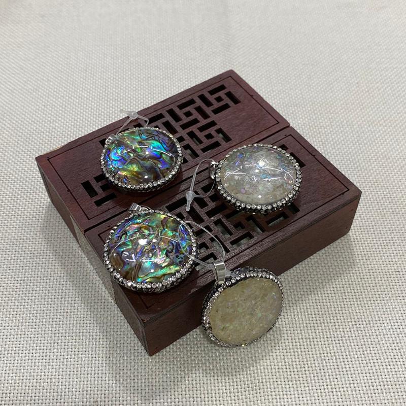 

Charms Natural Abalone Shell Oblate Pendant Small Jewelry Mother-of-Pearl DIY Making 15mm Round Gift Earring Accessories, Bronze;silver