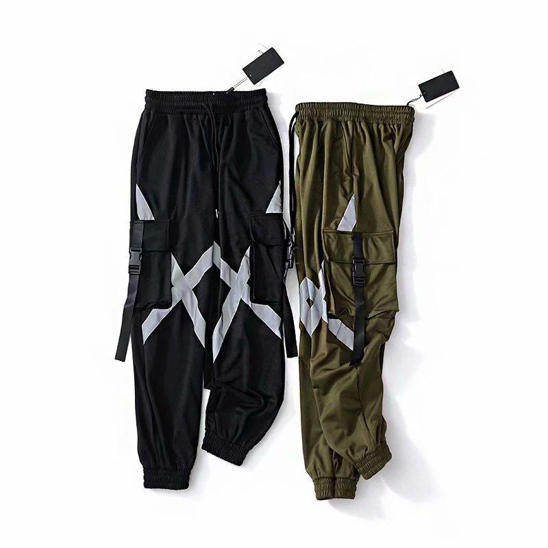 

Women' Pants & Capris Streetwear Reflective Cargo For Women Summer Autumn Chic Hip Hop Bf Style Carrot Ladies Drawstring Jogger Sweatpants, Green