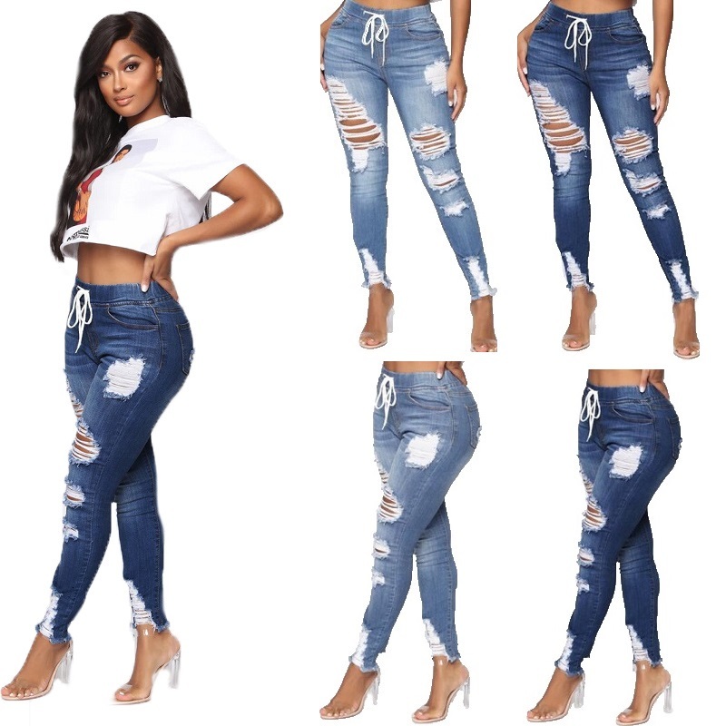 

Women's Jeans high-end jeans, torn jeans with a hole just full length for spring and summer NJTI, 1# packing bag