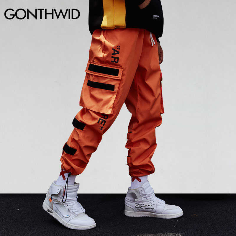 

GONTHWID Men's Side Pockets Cargo Harem Pants Hip Hop Casual Male Tatical Joggers Trousers Fashion Casual Streetwear Pants 210616, Gray
