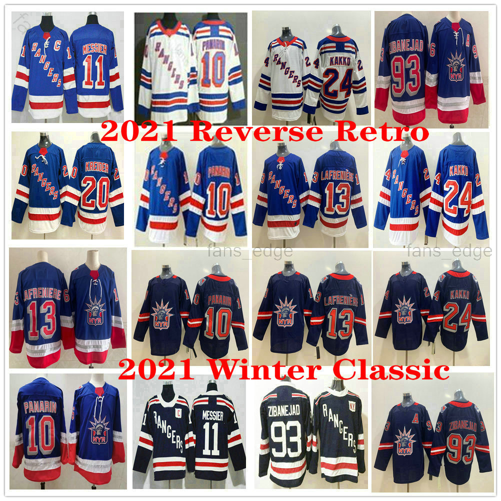 

2021 Winter Classic New York Rangers 10 Artemi Panarin 13 Alexis Lafreniere Kaapo Kakko Mark Messier Chris Kreider New Reverse Retro Jerseys, Black;red