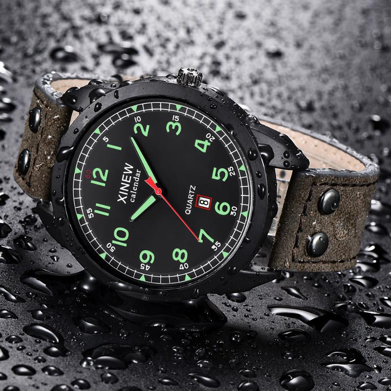 

Wristwatches Watch Men Leather Strap Simple Calendar Luminous Relogio Masculino Dial Outdoor Men's Quartz Reloj 2021