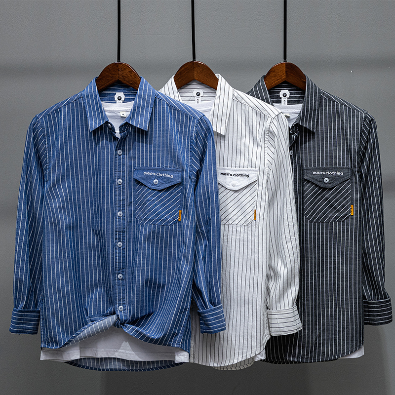 

New 2021 Spring Long-sleeved Brand Stripe White Shirts for Men Casual Comfortable Shirt Mens Trendy Chemise Camisa B4m5, Dark gray