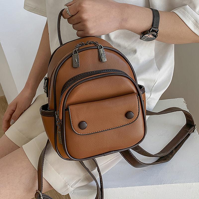 

Backpack Style DORANMI Quality Small For Women 2022 Vintage Mini Rucksacks Female Schoolbag Fashion Back Pack Solid Mochila BF043, Black