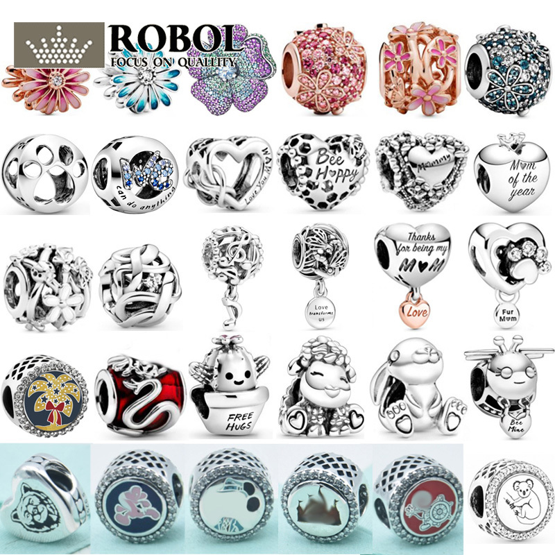 

PBD ZZ 03 925 Sterling Silver Charm Beads with Original for Ladies Jewelry Gifts The Charm Of Exquisite Flower Series Q0531