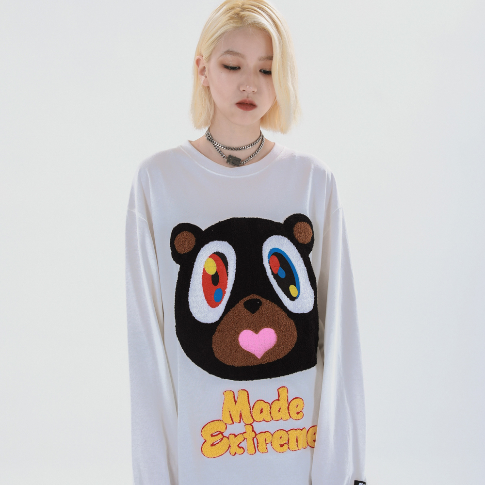 

New Funny 2021 Long Sleeve Harajuku Clothes Japanese Cartoon Kawaii Shirts Oversized Streetwear Women Fall Fashion Clothing 8030, Brown