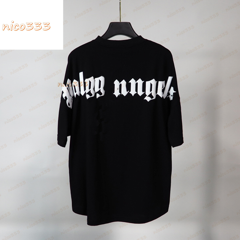

21ss Designers mens t shirt Clothing Large size loose short-sleeved Sanskrit print bat-sleeve drop-shoulder street T-shirt, White;black