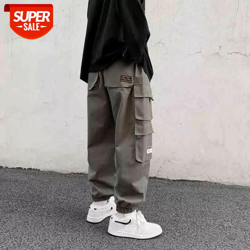 

2021 Spring Autumn Black Green Pocket Pants Fashions Joggers Casual Sweatpants Track Men'S Sweat Trouser #po68