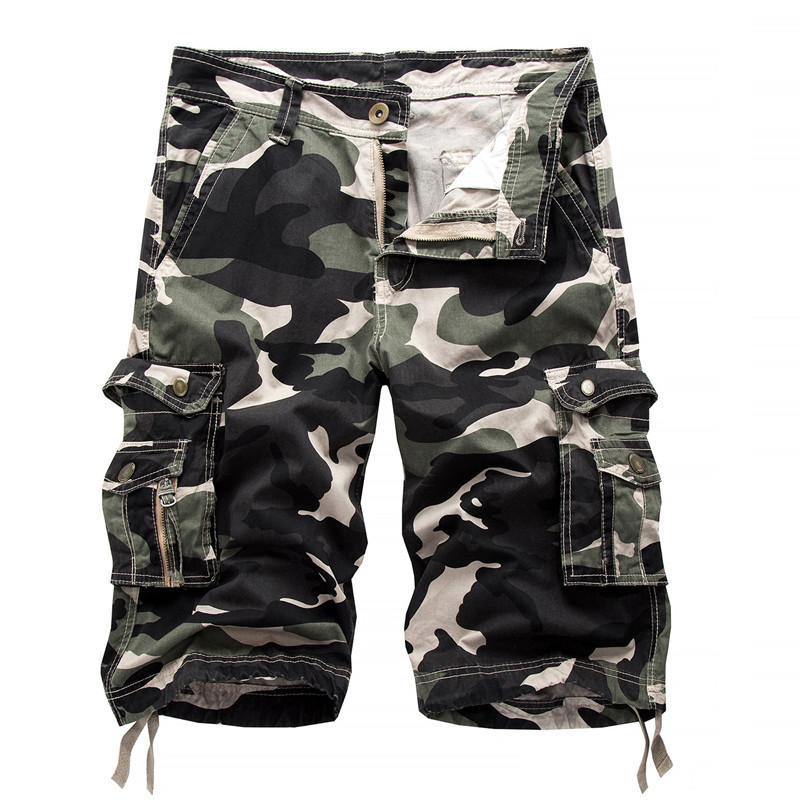 

Mens Cargo Shorts 2021 Brand New Army Camouflage Shorts Beach Men Cotton Loose Work Casual Short Pants Plus Size, White;black