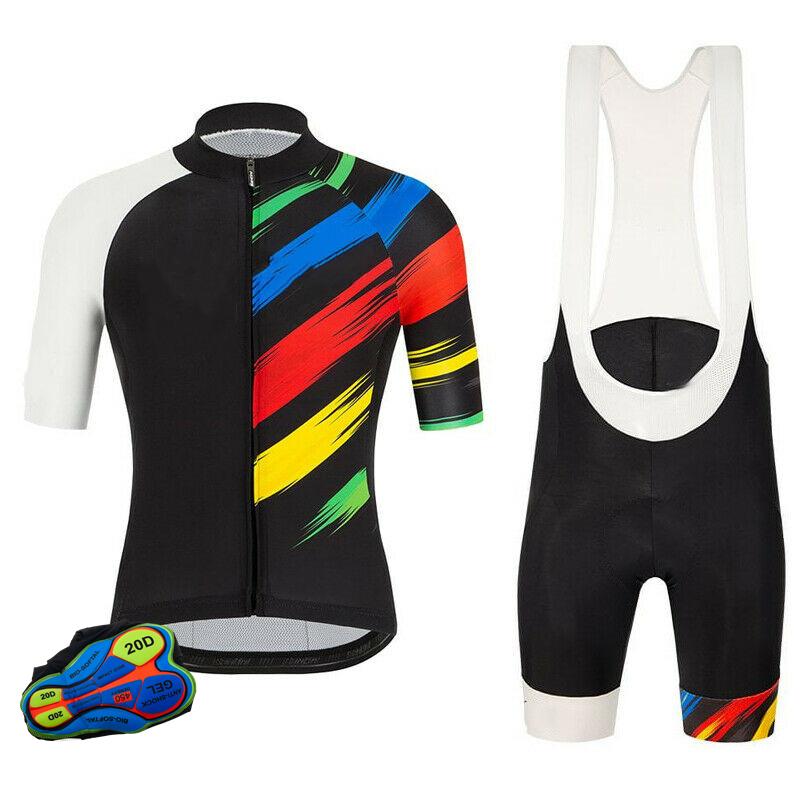

Racing Sets Men Team Softness Antiskid Short Sleeve Suits Sportswear Bicycle Clothes Mountain Bike Jerseys With Bib-shorts For, Black;blue